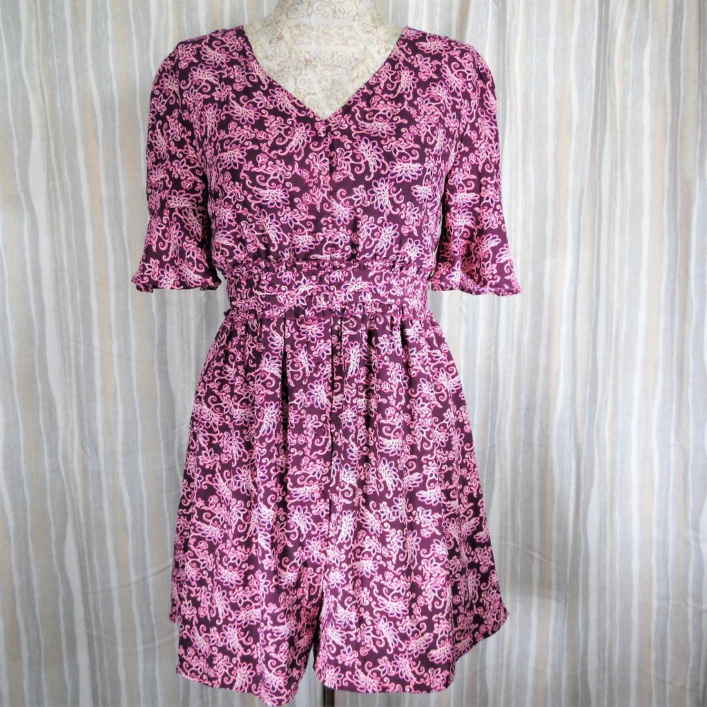 Blue Rain Floral Button Front Dress